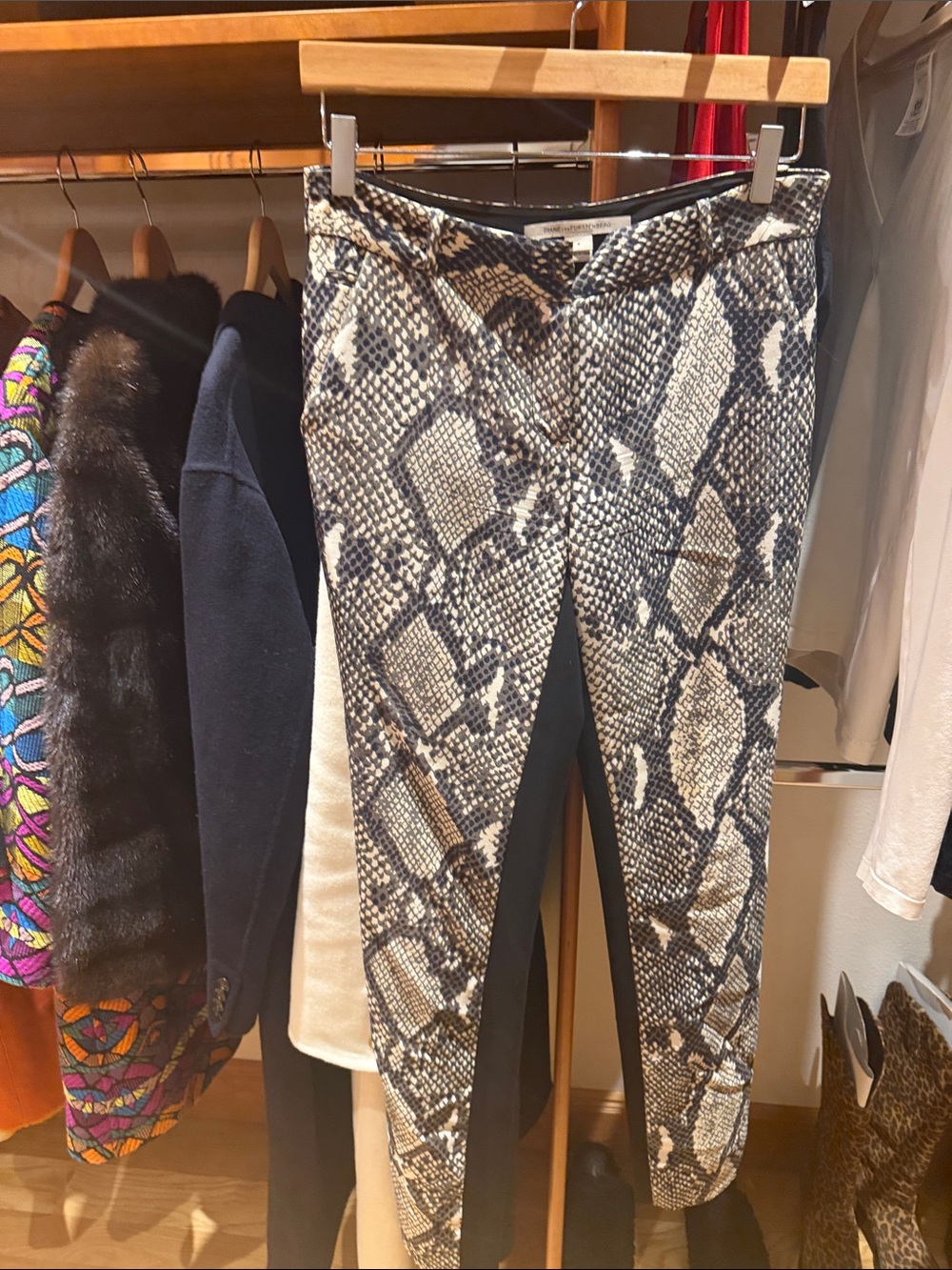Diane von Furstenberg Navy and White Printed Jumpsuit